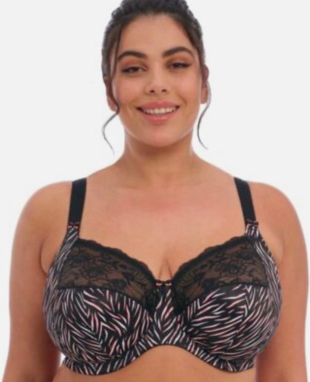 Elomi Morgan Stretch Lace Banded Underwire Bra EL4110 Black Pink Serengeti 38J